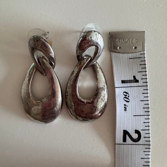 Vintage Givenchy Costume Jewelry GoldTone Braided Bar Brooch and Silver Earrings - Picture 11 of 11